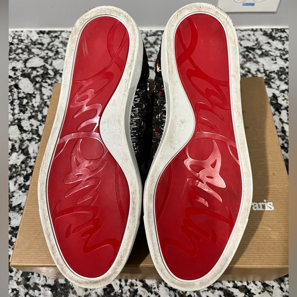 WOMEN’S CHRISTIAN LOUBOUTIN BIP BIP ORLATO FLAT PAILLETTES SNEAKERS - Picture 4 of 6